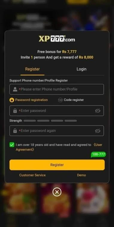 XP777 Game login